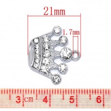 2 Breloques Couronne Princesse Strass 21mm