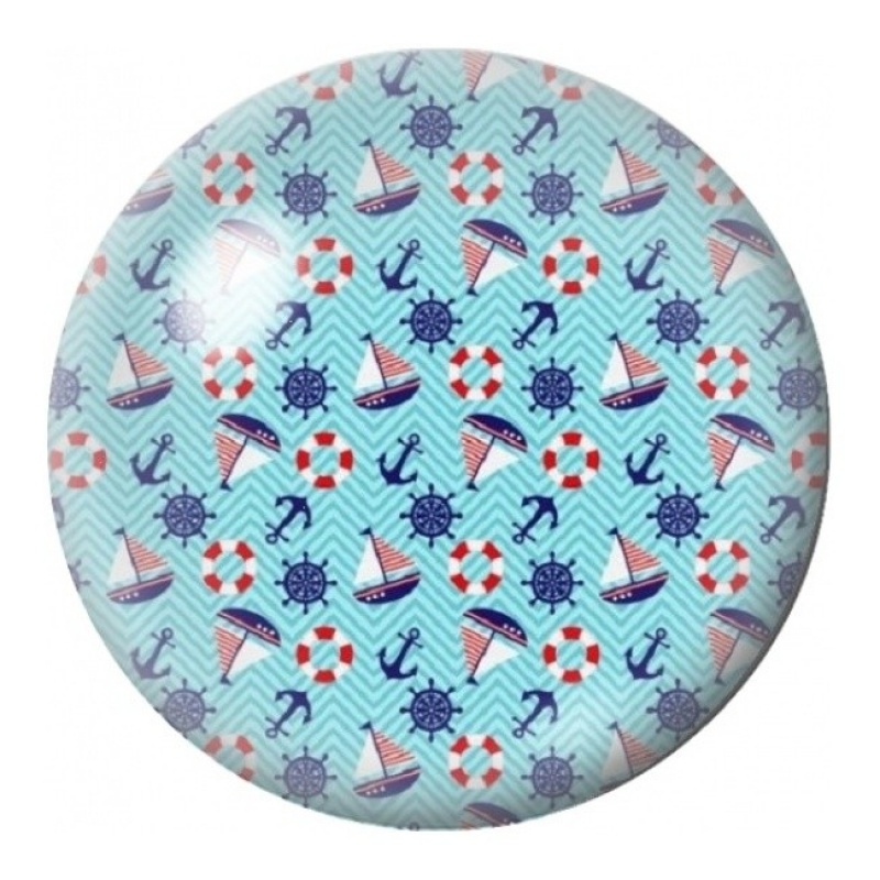 Cabochon en Verre Illustré Motif Marin Ancres et Bouées 12 à 25mm