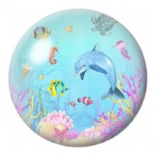 Cabochon en Verre Illustré Dauphin dans le Récif Corallien 12 à 25mm pour la Création de Bijoux Fantaisie - DIY