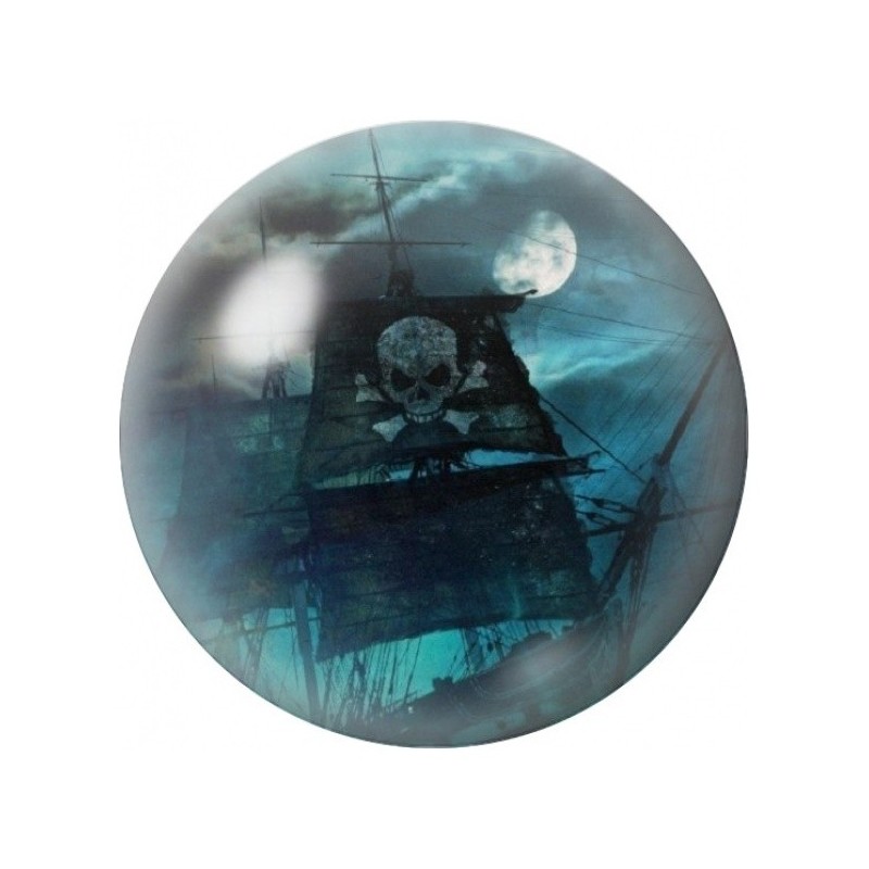 Cabochon en Verre Illustré Vaisseau Fantôme sous la Lune 12 à 25mm