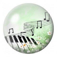 Cabochon en Verre Illustré Piano aux Notes Fleuries 12 à 25mm pour la Création de Bijoux Fantaisie - DIY