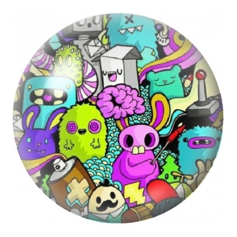 Cabochon en Verre Illustré Monstres Halloween en Graffiti 12 à 25mm