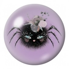 Cabochon en Verre Illustré Araignée Noire aux Yeux Bleus 12 à 25mm pour la Création de Bijoux Fantaisie - DIY