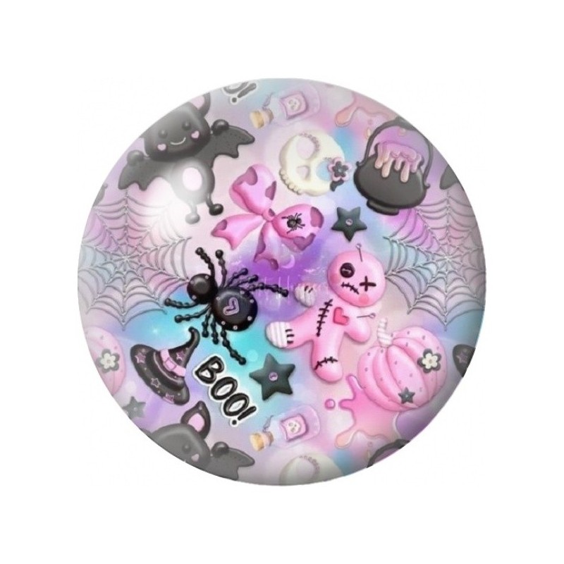 Cabochon en Verre Illustré Friandises et Créatures Halloween 12 à 25mm