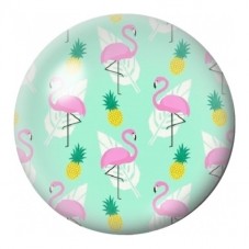Cabochon en Verre Illustré Flamants Roses et Ananas 12 à 25mm pour la Création de Bijoux Fantaisie - DIY
