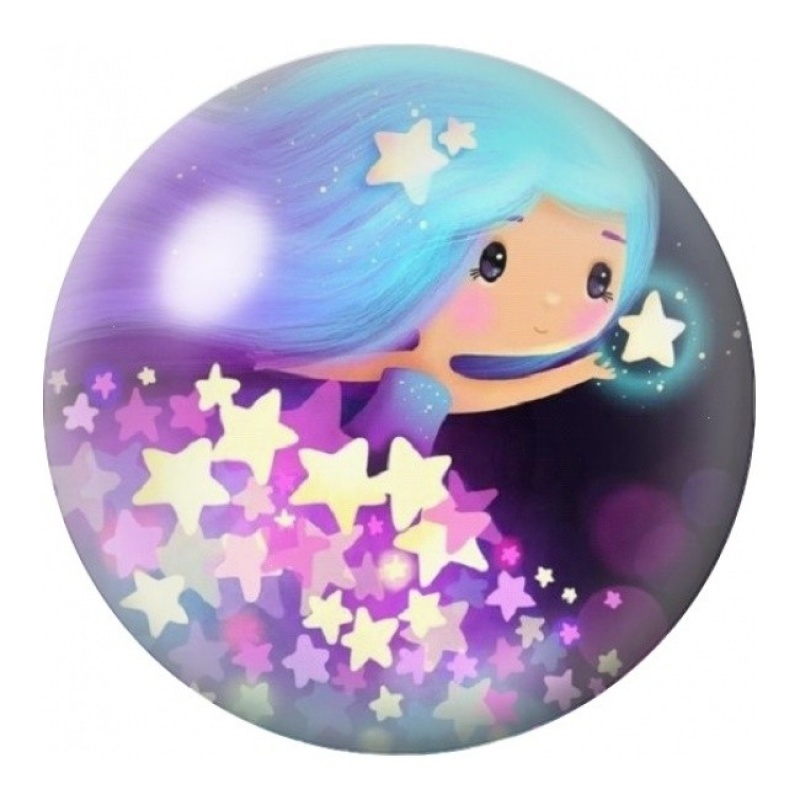 Cabochon en Verre Illustré Petite Fille Bleue aux Étoiles 12 à 25mm