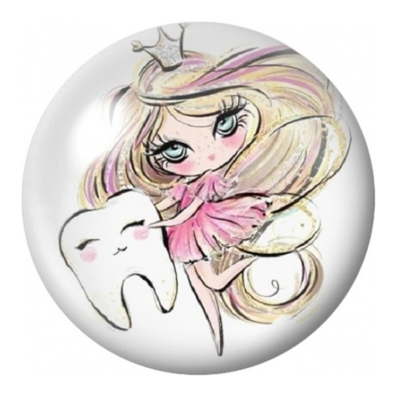 Cabochon en Verre Illustré Fée des Dents au Grand Sourire 12 à 25mm