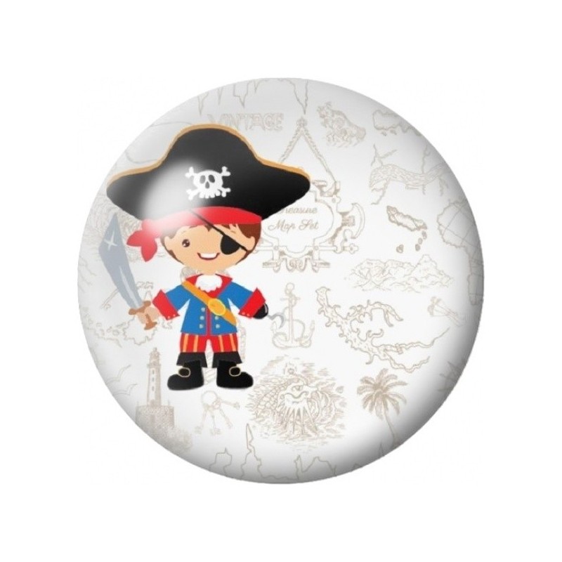 Cabochon en Verre Illustré Petit Pirate à la Carte au Trésor 12 à 25mm
