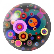 Cabochon en Verre Illustré Cercles Pop Multicolores 12 à 25mm pour la Création de Bijoux Fantaisie - DIY