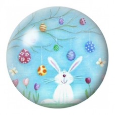 Cabochon en Verre Illustré Lapin sous les Œufs de Pâques 12 à 25mm pour la Création de Bijoux Fantaisie - DIY