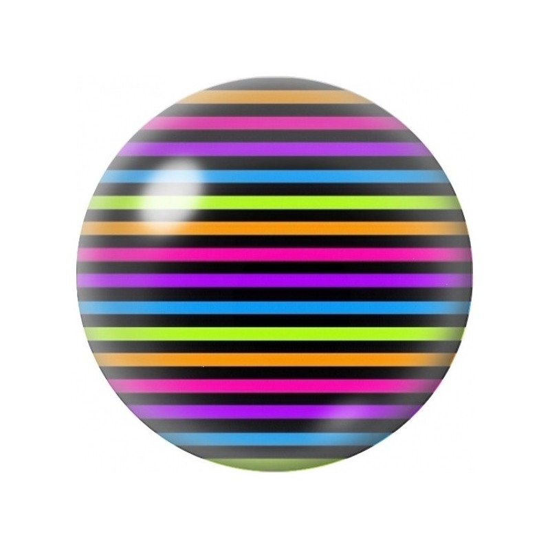 Cabochon en Verre Illustré Rayures Arc-en-Ciel sur Fond Noir 12 à 25mm