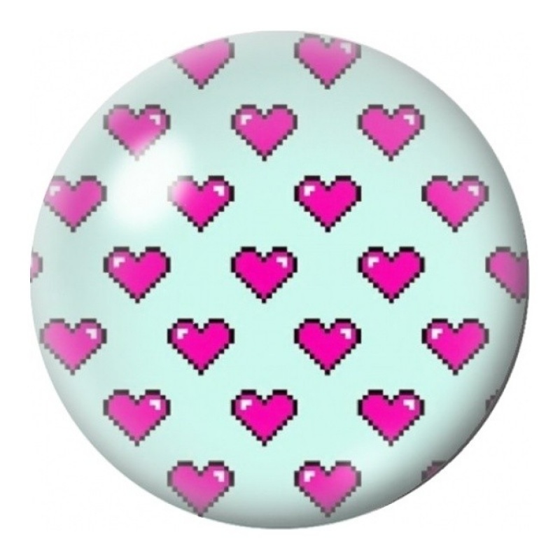 Cabochon en Verre Illustré Cœurs Pixel Roses 12 à 25mm