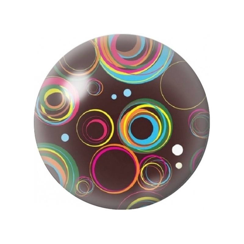 Cabochon en Verre Illustré Cercles Rétro sur Fond Brun 12 à 25mm