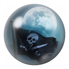Cabochon en Verre Illustré Drapeau Pirate sous la Pleine Lune 12 à 25mm pour la Création de Bijoux Fantaisie - DIY