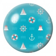 Cabochon en Verre Illustré Icônes Marines sur Fond Turquoise 12 à 25mm pour la Création de Bijoux Fantaisie - DIY