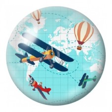 Cabochon en Verre Illustré Avions Vintage sur Carte du Monde 12 à 25mm pour la Création de Bijoux Fantaisie - DIY
