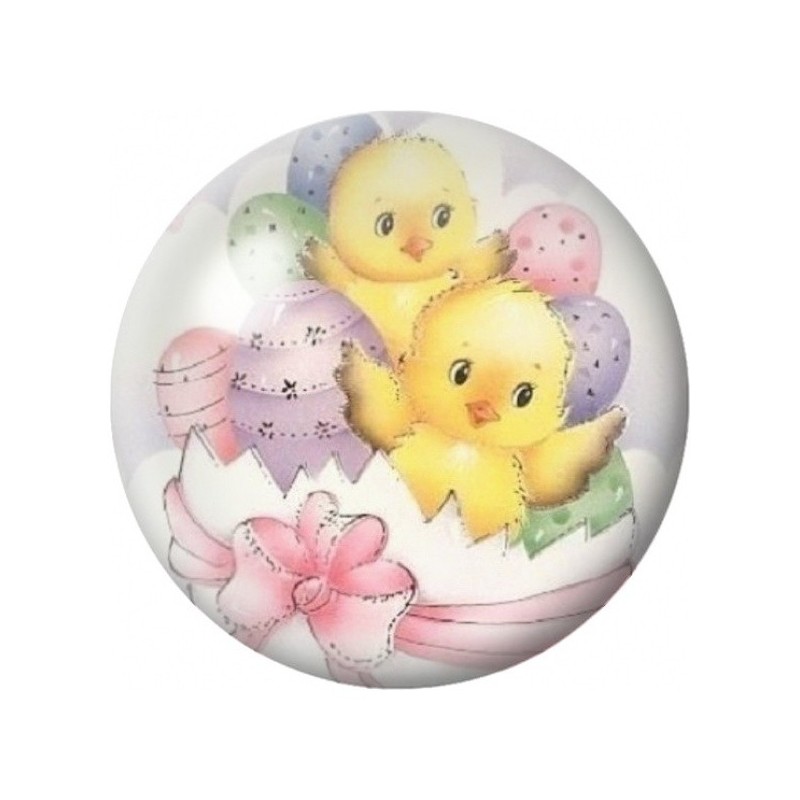 Cabochon en Verre Illustré Poussins dans les Œufs de Pâques 12 à 25mm