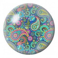Cabochon en Verre Illustré Paisley Turquoise Multicolore 12 à 25mm pour la Création de Bijoux Fantaisie - DIY