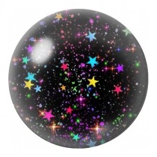 Cabochon en Verre Illustré Étoiles Multicolores sur Fond Noir 12 à 25mm pour la Création de Bijoux Fantaisie - DIY