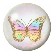 Cabochon en Verre Illustré Papillon Pastel aux Contours Dorés 12 à 25mm pour la Création de Bijoux Fantaisie - DIY