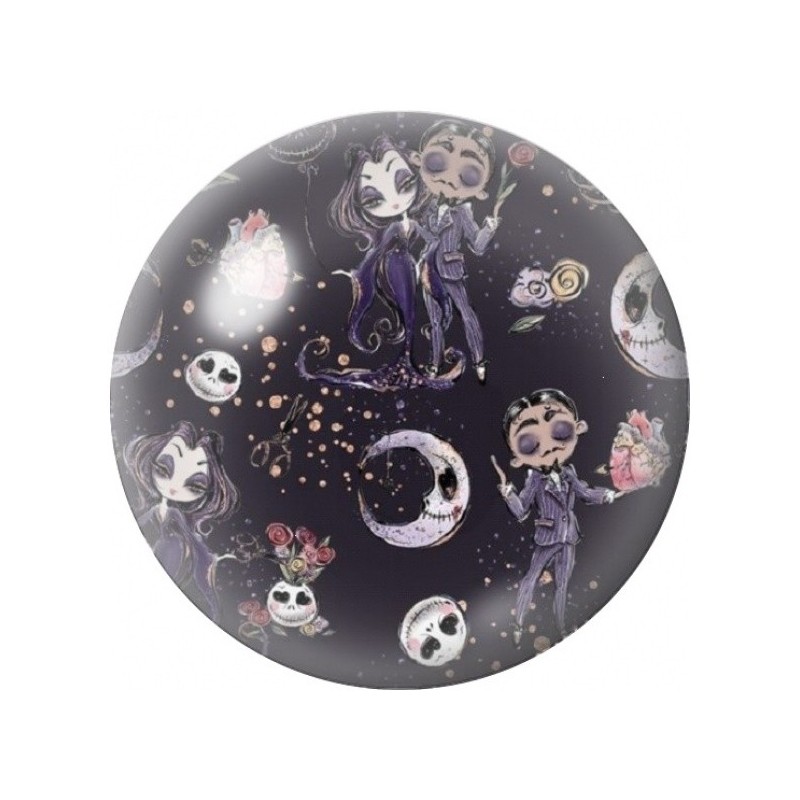 Cabochon en Verre Illustré Personnages Gothiques d’Halloween 12 à 25mm