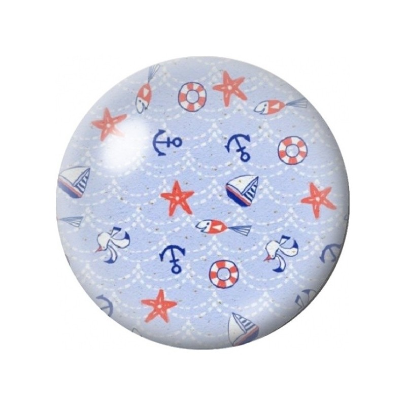 Cabochon en Verre Illustré Ancres et Étoiles de Mer 12 à 25mm