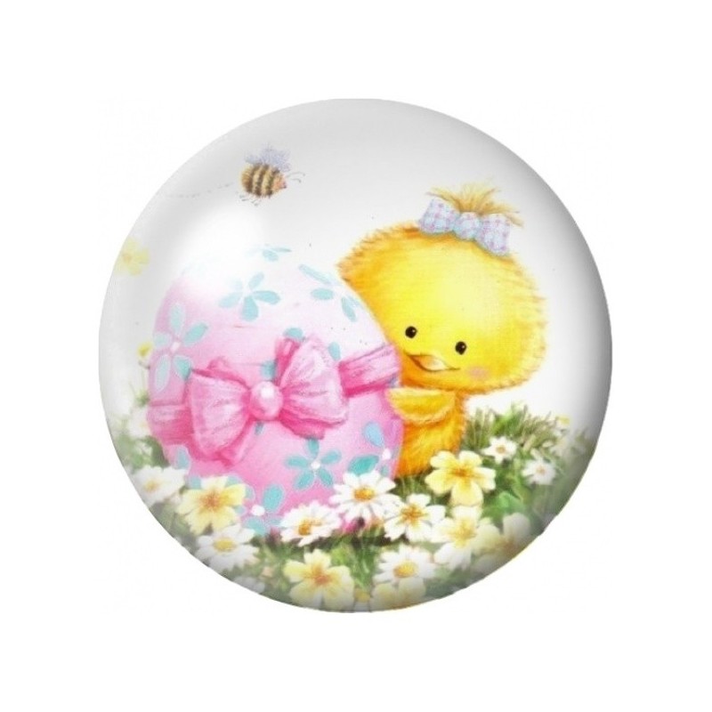 Cabochon en Verre Illustré Poussin au Cadeau Rose 12 à 25mm