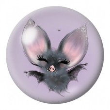 Cabochon en Verre Illustré Petite Chauve-Souris sur Fond Mauve 12 à 25mm pour la Création de Bijoux Fantaisie - DIY