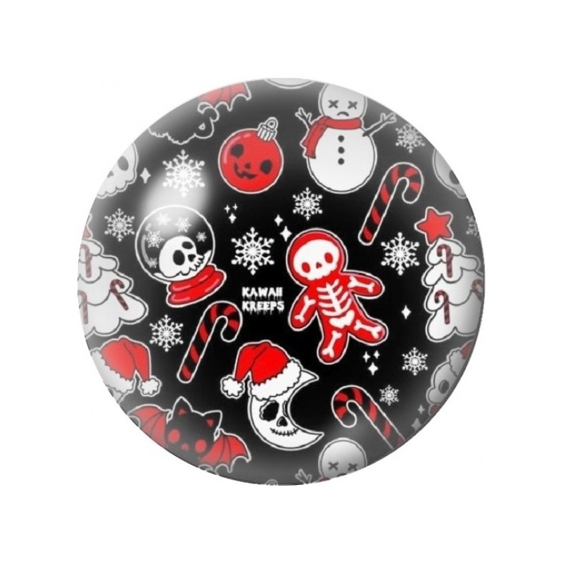 Cabochon en Verre Illustré Noël Gothique aux Crânes 12 à 25mm