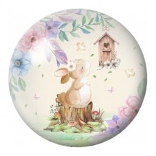 Cabochon en Verre Illustré Lapin de Pâques aux Oiseaux 12 à 25mm pour la Création de Bijoux Fantaisie - DIY