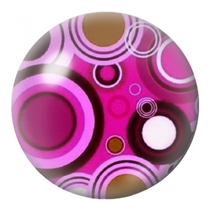 Cabochon en Verre Illustré Cercles Rétro Fuchsia 12 à 25mm