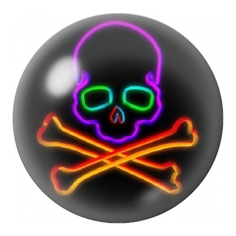 Cabochon en Verre Illustré Crâne Pirate Néon 12 à 25mm