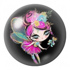 Cabochon en Verre Illustré Fée Rose aux Fleurs 12 à 25mm pour la Création de Bijoux Fantaisie - DIY