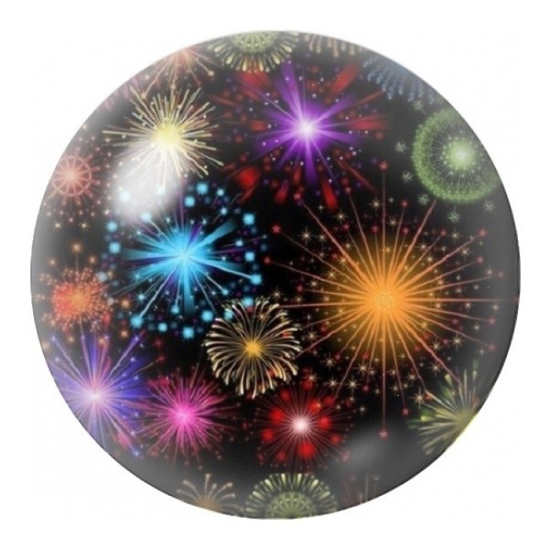 Cabochon en Verre Illustré Feux d’Artifice Multicolores 12 à 25mm