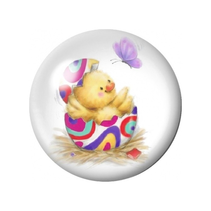 Cabochon en Verre Illustré Poussin dans son Œuf de Pâques 12 à 25mm