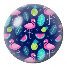 Cabochon en Verre Illustré Flamants Roses Tropicaux 12 à 25mm pour la Création de Bijoux Fantaisie - DIY