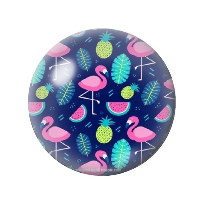 Cabochon en Verre Illustré Flamants Roses Tropicaux 12 à 25mm