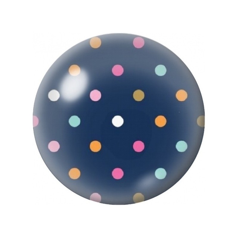 Cabochon en Verre Illustré Pois Pastel sur Bleu Nuit 12 à 25mm