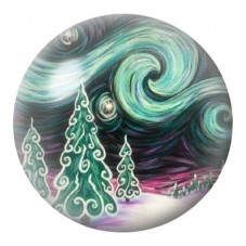 Cabochon en Verre Illustré Sapins sous l’Aurore Boréale 12 à 25mm pour la Création de Bijoux Fantaisie - DIY