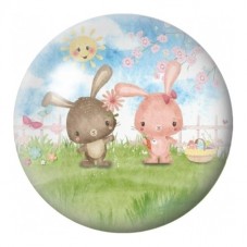 Cabochon en Verre Illustré Lapins au Jardin de Pâques 12 à 25mm pour la Création de Bijoux Fantaisie - DIY