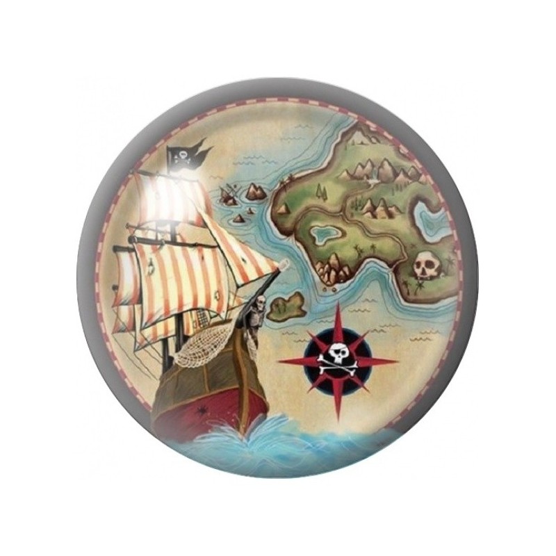 Cabochon en Verre Illustré Navire sur la Carte au Trésor 12 à 25mm