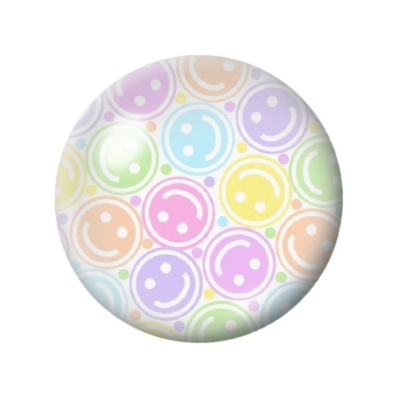 Cabochon en Verre Illustré Smileys Pastel 12 à 25mm