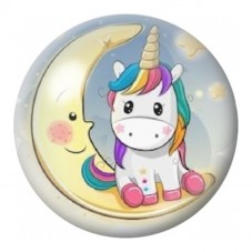 Cabochon en Verre Illustré Licorne sur la Lune 12 à 25mm pour la Création de Bijoux Fantaisie - DIY