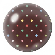 Cabochon en Verre Illustré Pois Colorés sur Fond Taupe 12 à 25mm pour la Création de Bijoux Fantaisie - DIY