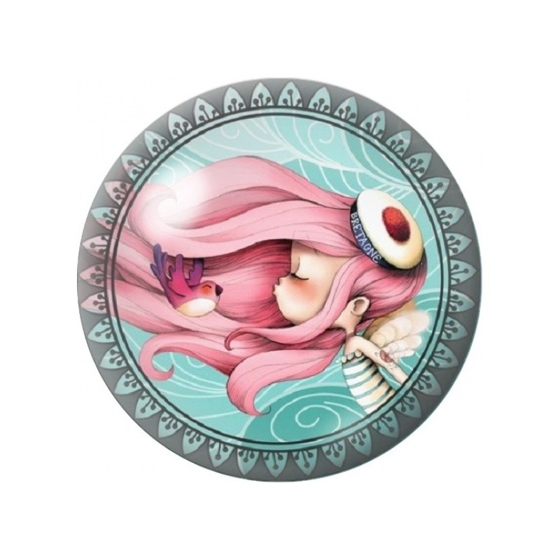 Cabochon en Verre Illustré Petite Sirène Rose Endormie 12 à 25mm