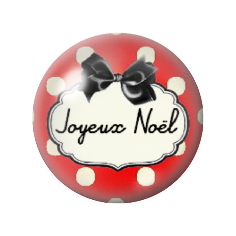 Cabochon en Verre Illustré Médaillon Joyeux Noël Rouge 12 à 25mm
