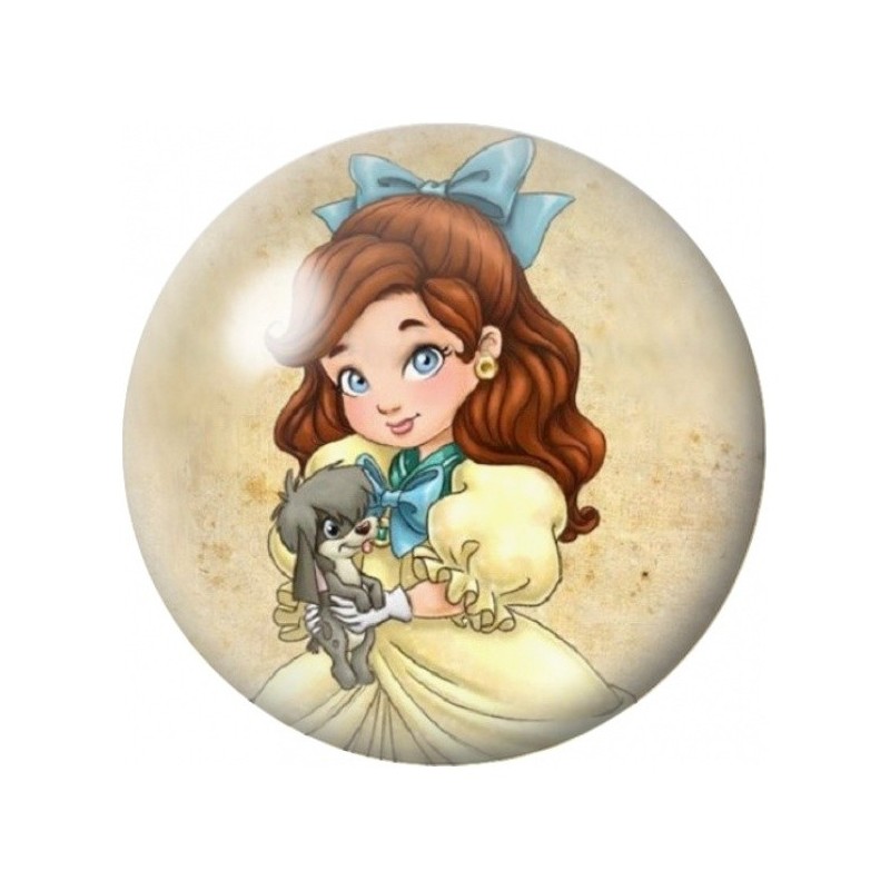 Cabochon en Verre Illustré Princesse des Bois et Animaux 12 à 25mm