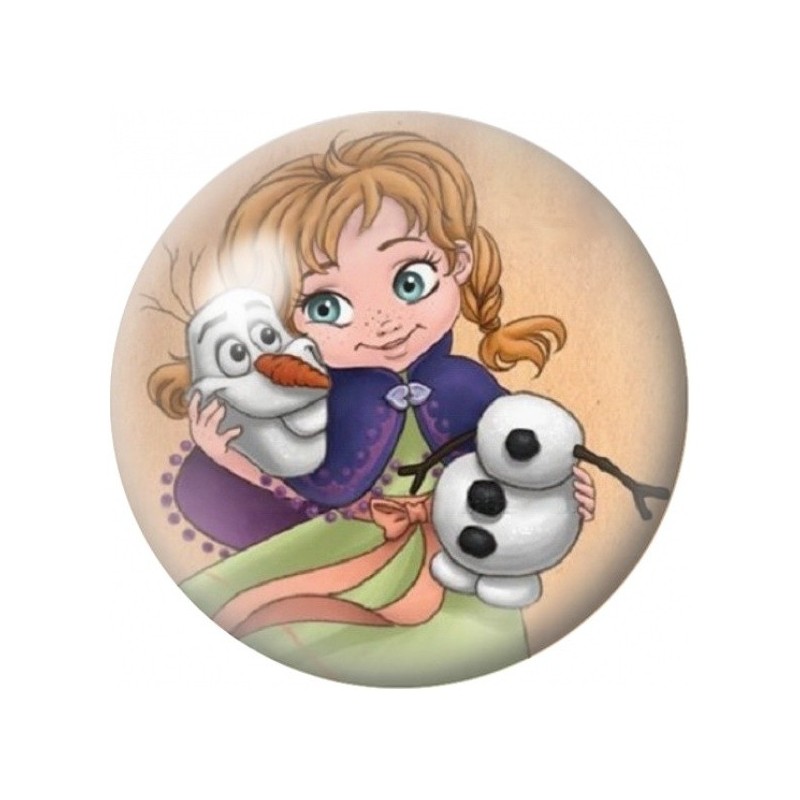 Cabochon en Verre Illustré Princesse du Nord et Bonhomme de Neige 12 à 25mm