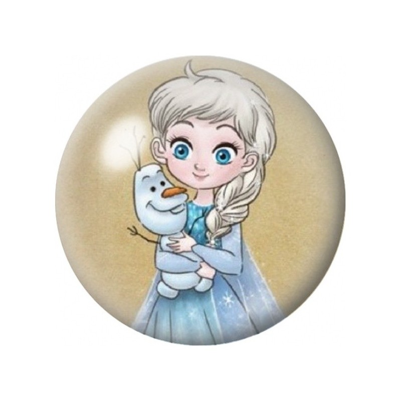 Cabochon en Verre Illustré Reine des Neiges et Bonhomme de Neige 12 à 25mm
