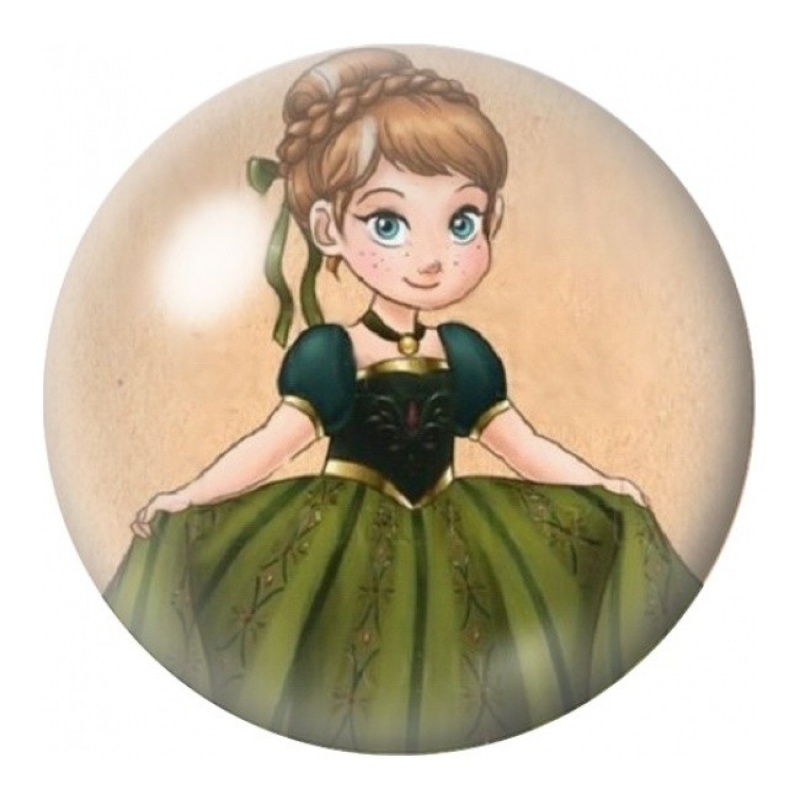 Cabochon en Verre Illustré Princesse en Robe Verte 12 à 25mm